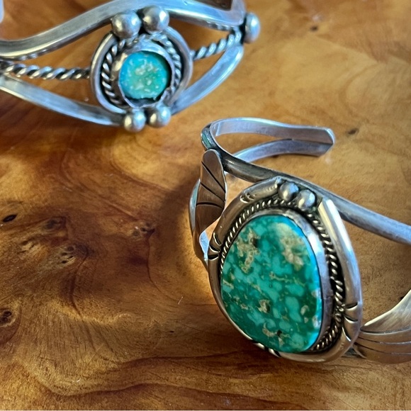 VINTAGE SILVER & TURQUOISE TRIBAL NATIVE AMERICAN CUFF BRACELET NAVAJO MEXICO - Picture 4 of 13